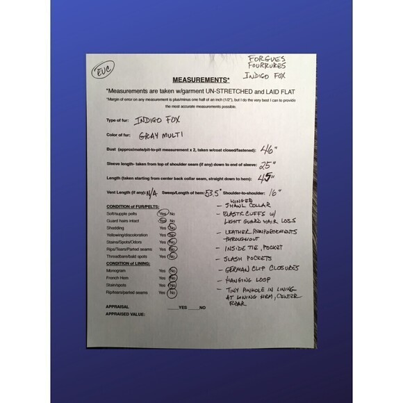 𝅺forgues FOURRURES Full Length INDIGO FOX Fur Coat, Women’s Size Large, EUC - Picture 10 of 10